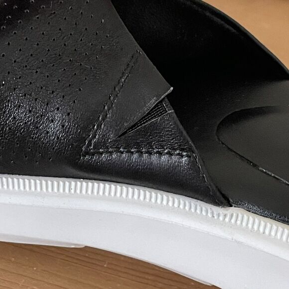 Priori Chunky Slide Sandals Womens Size 7 White Platform Toe Loop Black Leather - Picture 7 of 8